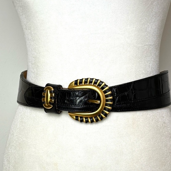 STREETS AHEAD Artisan Leather Belt Smooth & Croc Embossed Leather Made in USA - Picture 4 of 14